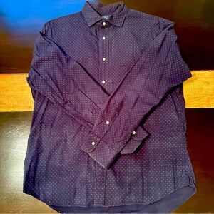 Polo Ralph Lauren Blue w/White Polka Dots Slim Fit Dress Long-Sleeve. Size XL.
